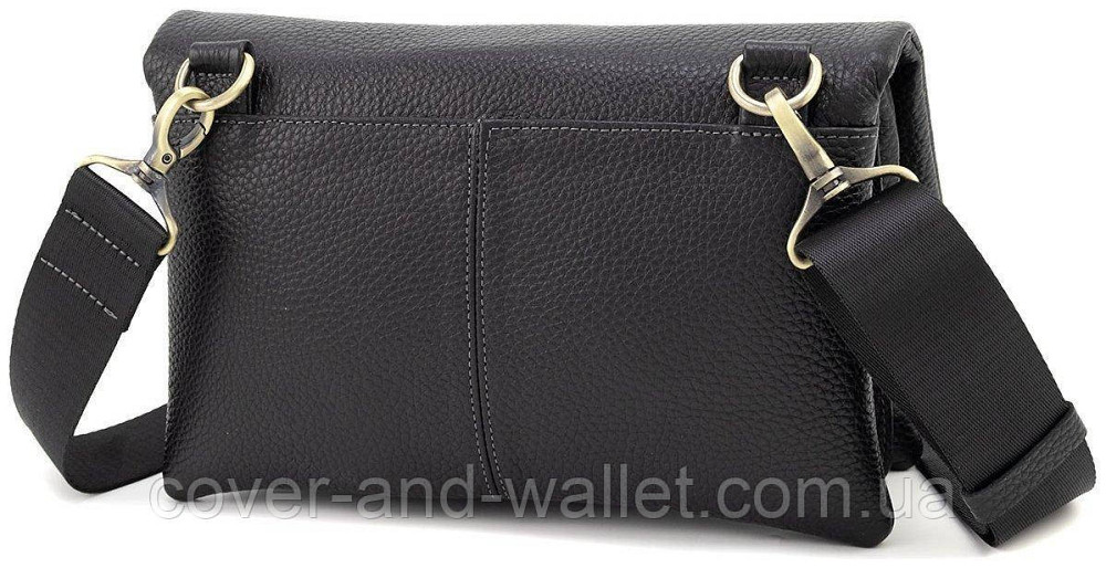 Стильная мужская барсетка через плечо из натуральной кожи в черном цвете Grande Pelle 731710 Киев - изображение 3
