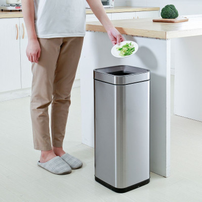 Контейнер для мусора JAH квадратный без крышки с вн. ведром серебряный металлик 8 л (6332) Винница - изображение 3