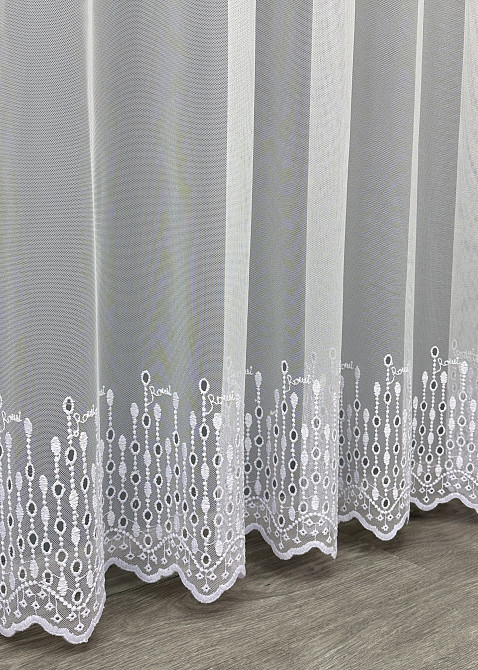 Тюль VR-Textil 1818т Грек-сетка с вышивкой и люрексом цвет Белый 300х270 см (42-0805) Киев - изображение 7