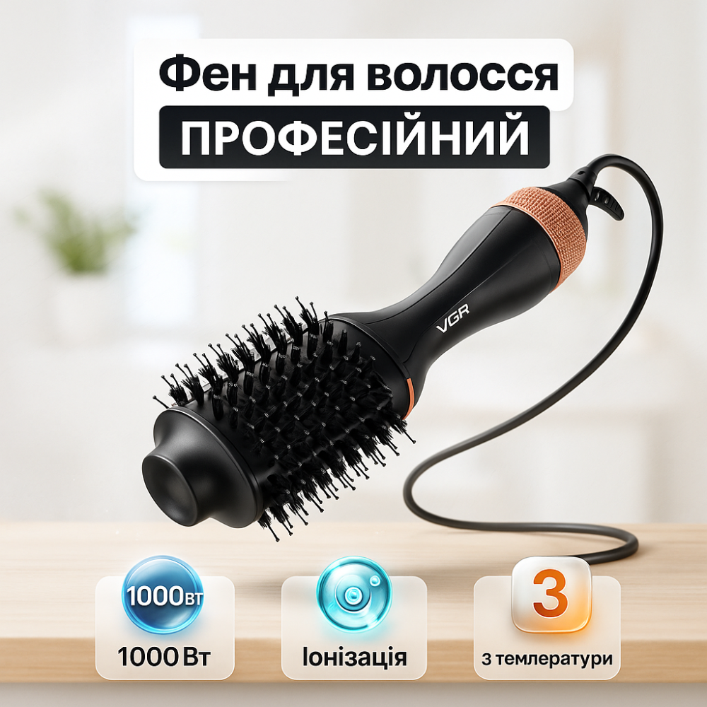 Мультистайлер з насадками, Стайлер для волосся професійний, Класичний фен для волосся KX-68 Львів - фото 16
