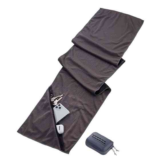 Полотенце для фитнеса Troika (113 x 25 см) эффект охлаждения Серый Киев