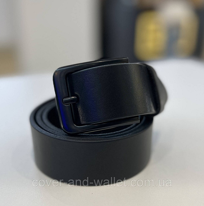 Стильний чоловічий ремінь під джинси з натуральної шкіри з чорною пряжкою  40 мм PS Leather Київ - фото 12