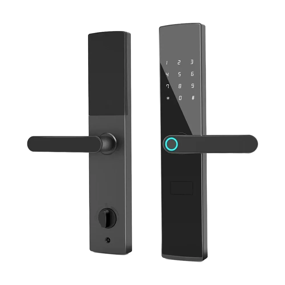 Замок біометричний автономний Trinix TRL-5404BTF Black L/R з Bluetooth, зчитувачем відбитків пальців і карт Mifare (65-00084) Київ - фото 1