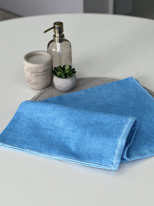 Комплект полотенец однотонных Ideal Textile 40х70+50х90+70х140 см 400 г/м2 (56860941) Блакитний Черновцы - изображение 6