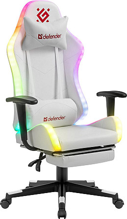 Геймерское кресло Defender Watcher полиуритановое с RGB подсветкой и подножкой (Белое) Винница - изображение 3