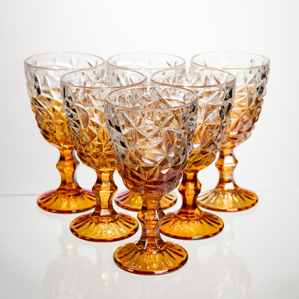 Набір келихів для вина 6 штук 340 мл на ніжці скляні Yiwu HP-19-189 Київ - фото 1