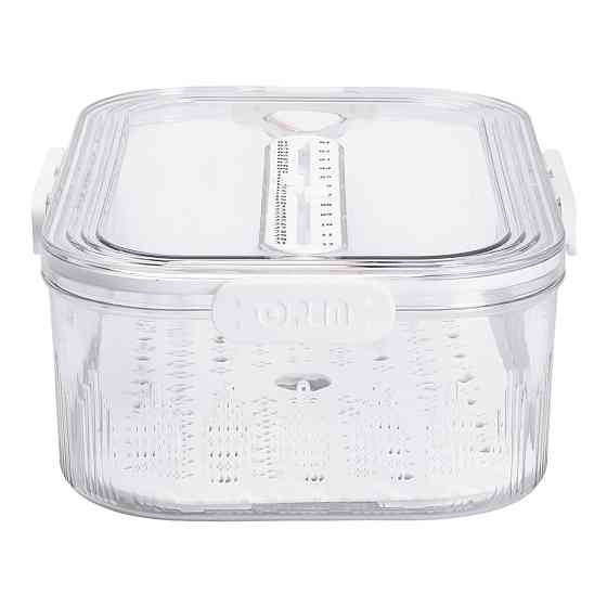 Контейнер для їжі пластиковий 32.5х22.5х11 см харчовий контейнер з індикатором дати 4.2 л Білий HP-27-2 Коломия