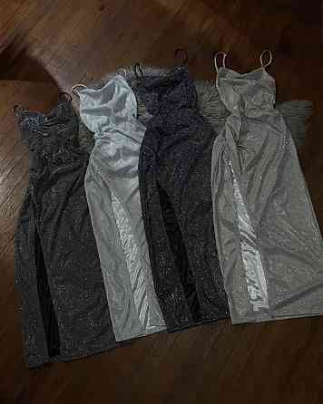 Женское праздничное блестящее платье с разрезом на ножке люрекс Серый, 46/48 Одесса