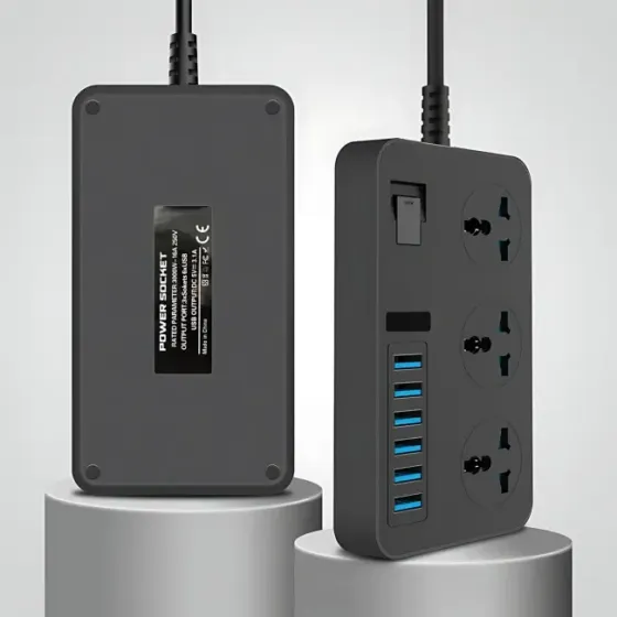 Подовжувач на 3 розетки та 6 USB роз'ємів, AR-CP02 для зараяджання пристроїв Київ
