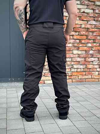 Військовий чоловічий демісезонний костюм soft shell, тактична чорна форма з липучками для шевронів і капюшоном Львів