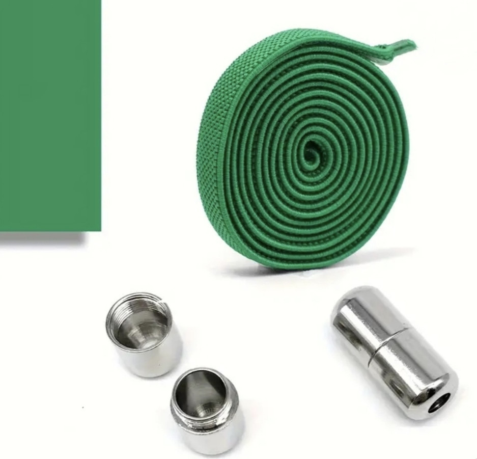 Шнурки еластичні без зав'язок з металевими застібками Зелений Смела - изображение 4