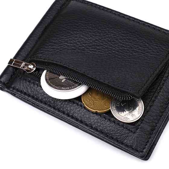 Мужской кошелек с металлическим зажимом из натуральной кожи Черный (ST Leather) Киев