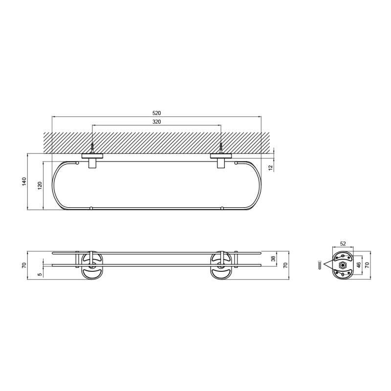 Полиця для ванни Lidz (CRG) 114.09.02 52х16 см Київ - фото 2