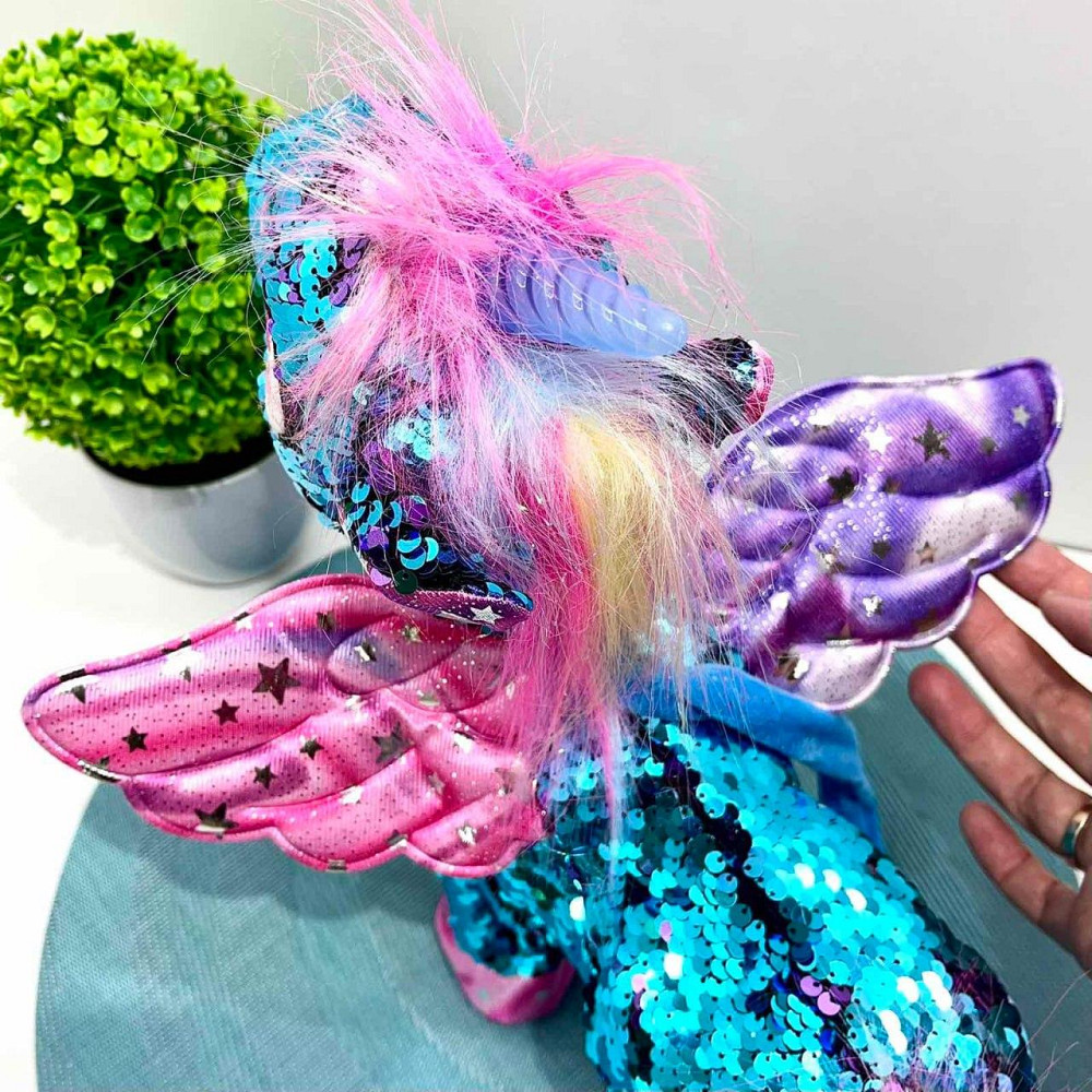 Іграшка м'яка інтерактивна Казкова конячка єдиноріг повідець звук світло Зелена (M 6202 I UA) Чернигов - изображение 8