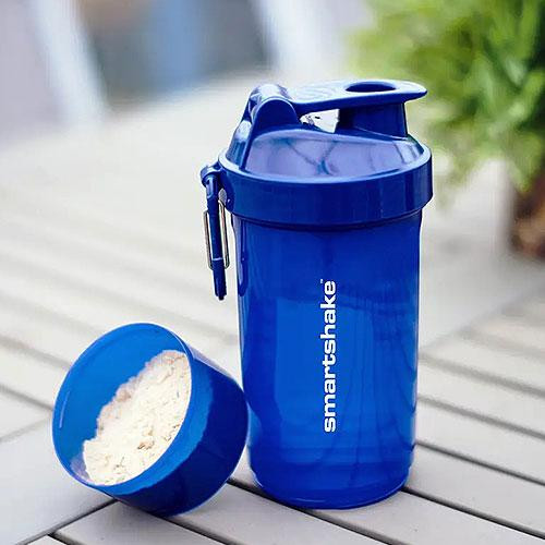 Шейкер спортивный SmartShake Original2GO One 800 мл Navy Blue с отсеком для добавок и карабином Киев - изображение 1