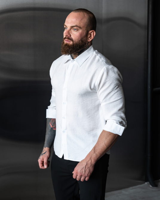 Сорочка чоловіча жатка класик комір Білий L Харків - фото 1