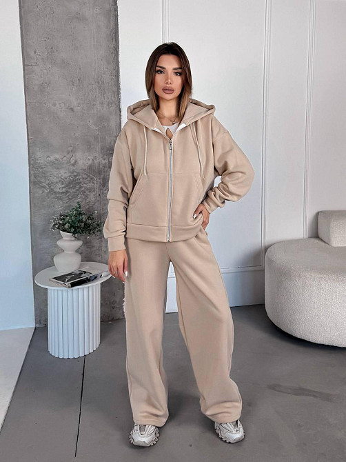 Жіночий теплий костюм з широкими штанами Одеса - фото 1