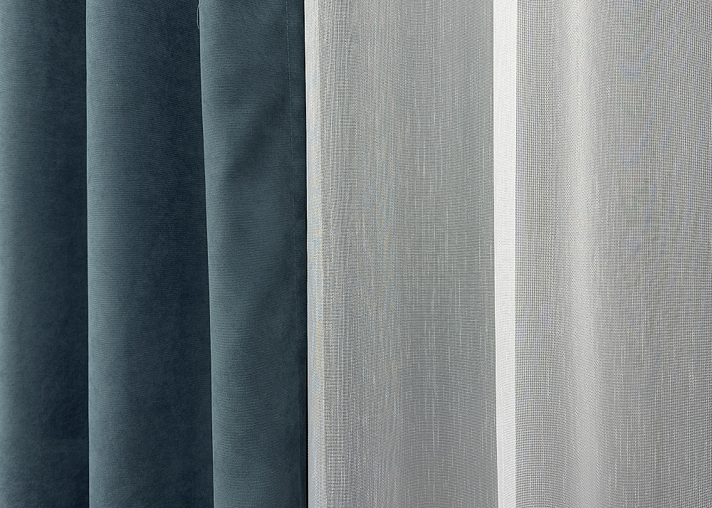 Комплект штор VR-Textil Мікровелюр Petek 150х270 2шт і Тюль 600х270 1489ш-1153т Сіро-блакитний з білим 71-033/5 Київ - фото 6