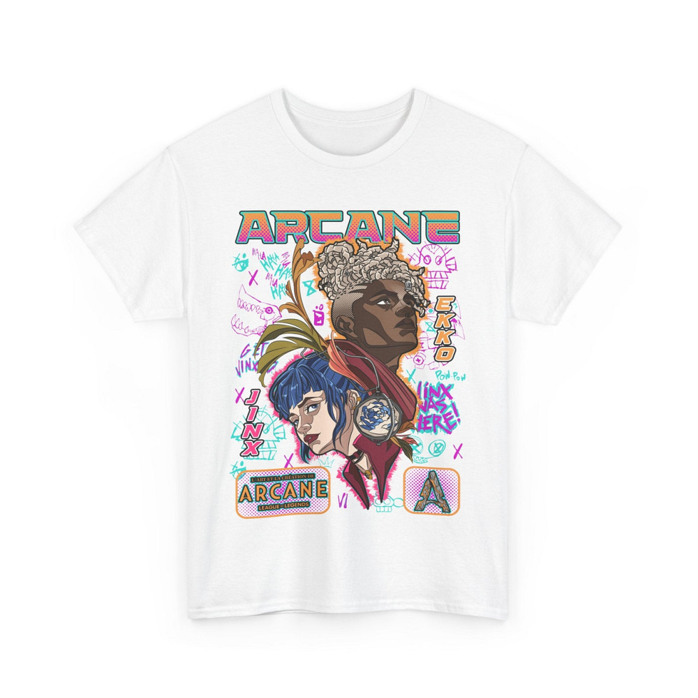 Футболка для хлопчика з аніме принтом Джінкс Аркане Джапанесе Аніме оверсайз (зріст від 165 до 180) Чорний AnimeJ0481m Дніпро - фото 4