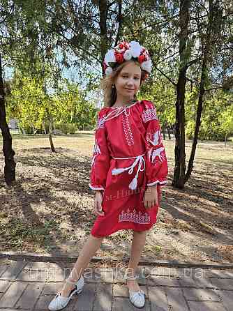 Сукня вишиванка червона з ластівками 134-140 Кривий Ріг