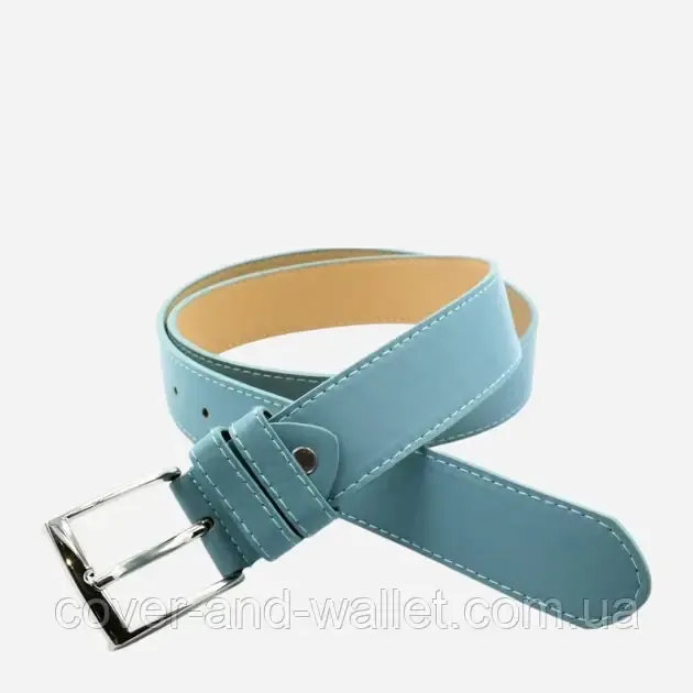 Бірюзовий шкіряний жіночий ремінь середнього розміру 25 мм PS Leather Київ - фото 2