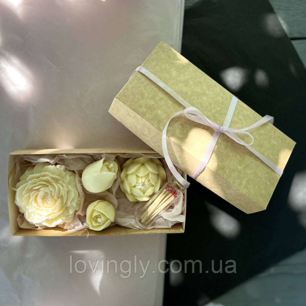 Набор натуральных свечей ручной работы в форме цветов. Ирпень - изображение 3