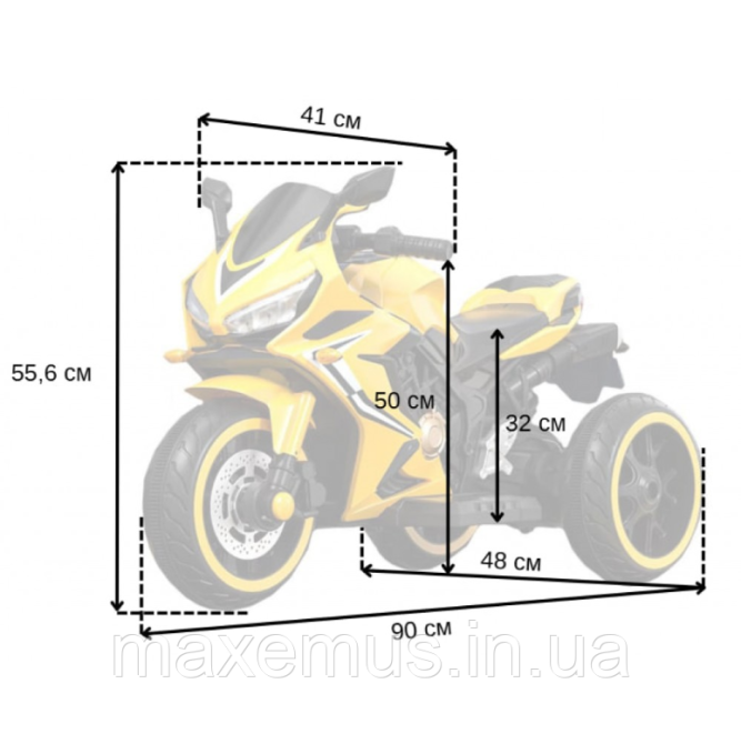 Детский электромотоцикл трехколесный SPOKO SP518 Желтый на аккумуляторе с MP3 и USB (от 3 лет, до 25 кг) Мостиска - изображение 20