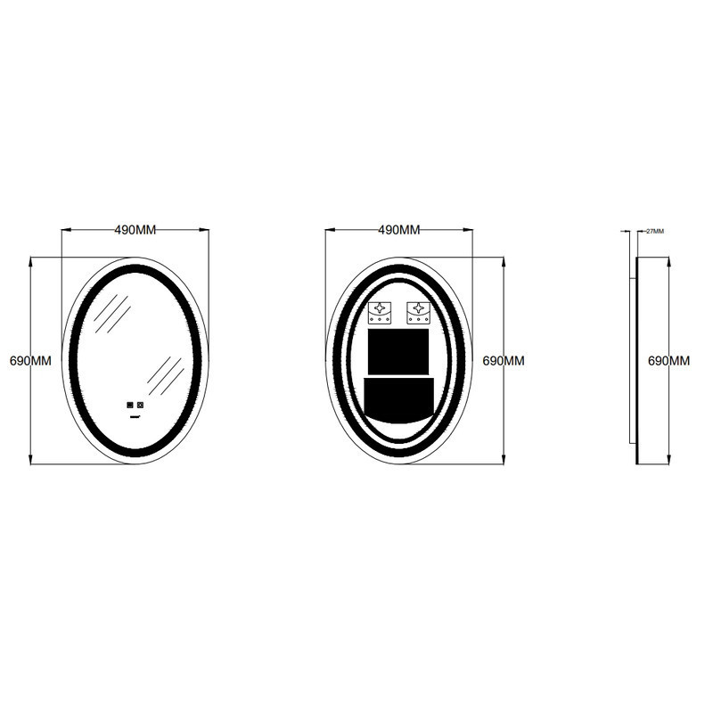 Дзеркало Zerix Fusion MV01-50x70 з LED Touch, Anti-fog, димером, регулятором яскравості (ZX6067) ( 12219 ) Харків - фото 7