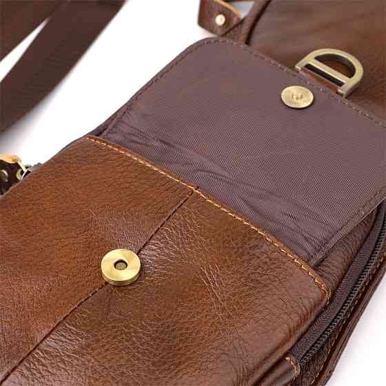 Мужская сумка через плечо из гладкой натуральной кожи Vintage 22965 Коричневый Киев