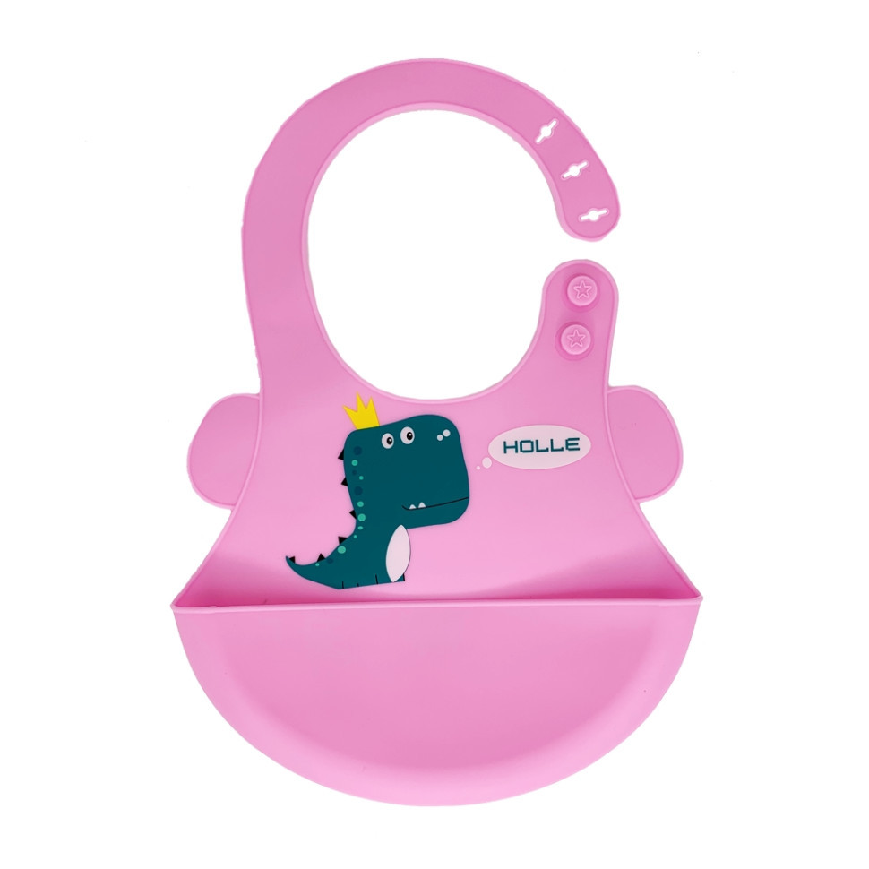 Слинявчик силіконовий "Діно" MGZ-0616(Soft-Pink) з кишенею Вінниця - фото 1