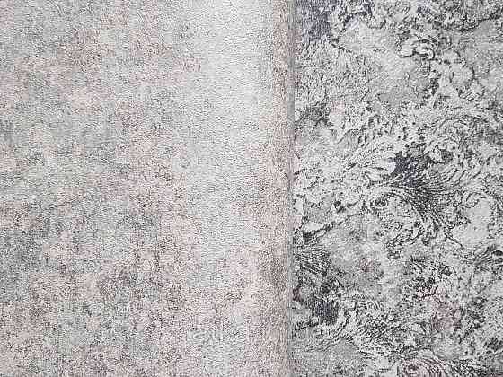 Шпалери вінілові на флізеліні гарячого тиснення DU&KA 1.06х10 вензель основа під штукатурку сірі коричневі Київ