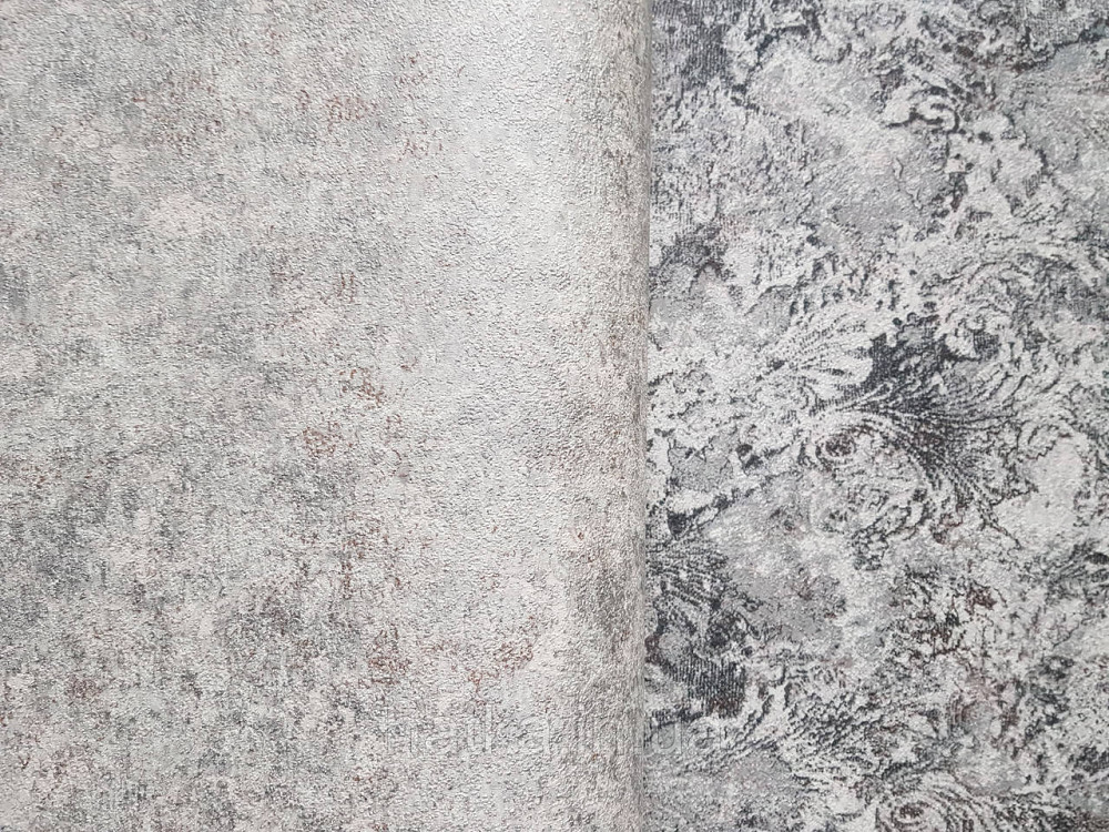 Шпалери вінілові на флізеліні гарячого тиснення DU&KA 1.06х10 вензель основа під штукатурку сірі коричневі Київ - фото 2