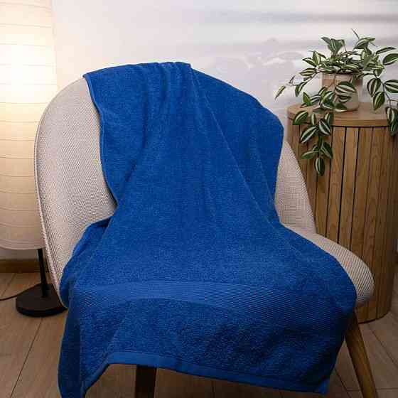 Банное махровое полотенце с бордюром GM Textile 70х140см 400г/м2 (Синий) Сумы
