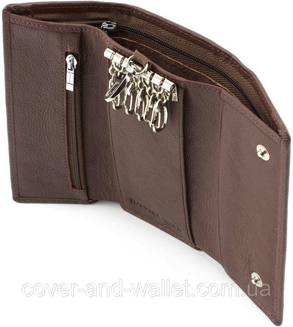 Большая ключница из гладкой кожи коричневого цвета ST Киев - изображение 2