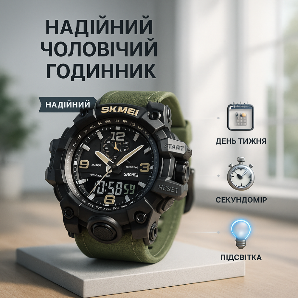 Брендовые мужские часы SKMEI 1586AG, Электронные наручные часы мужские тактические PK-24 Львов - изображение 20