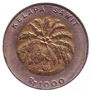 Пальма. Монета 1000 рупий. 2000 год, Индонезия.(БП) Полтава