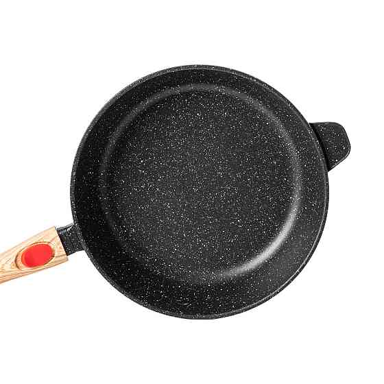 Алюмінієва глибока сковорода (3,5 л) зі скляною кришкою Ø28 см чорна MGC HP-4-465B Київ