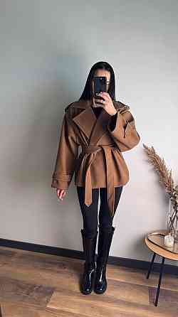 Стильний жіночий тренч-пальто з пальтової тканини без підкладки турецький кашемір моко Одеса