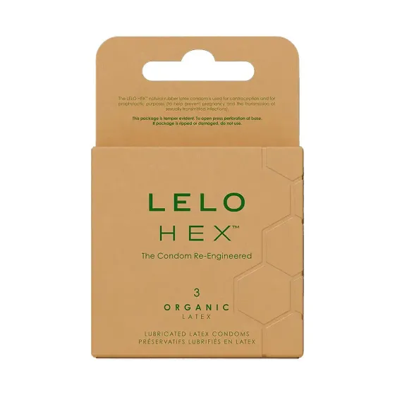 Презервативи LELO HEX Condoms Organic 3 Pack, тонкі та суперміцні Львів
