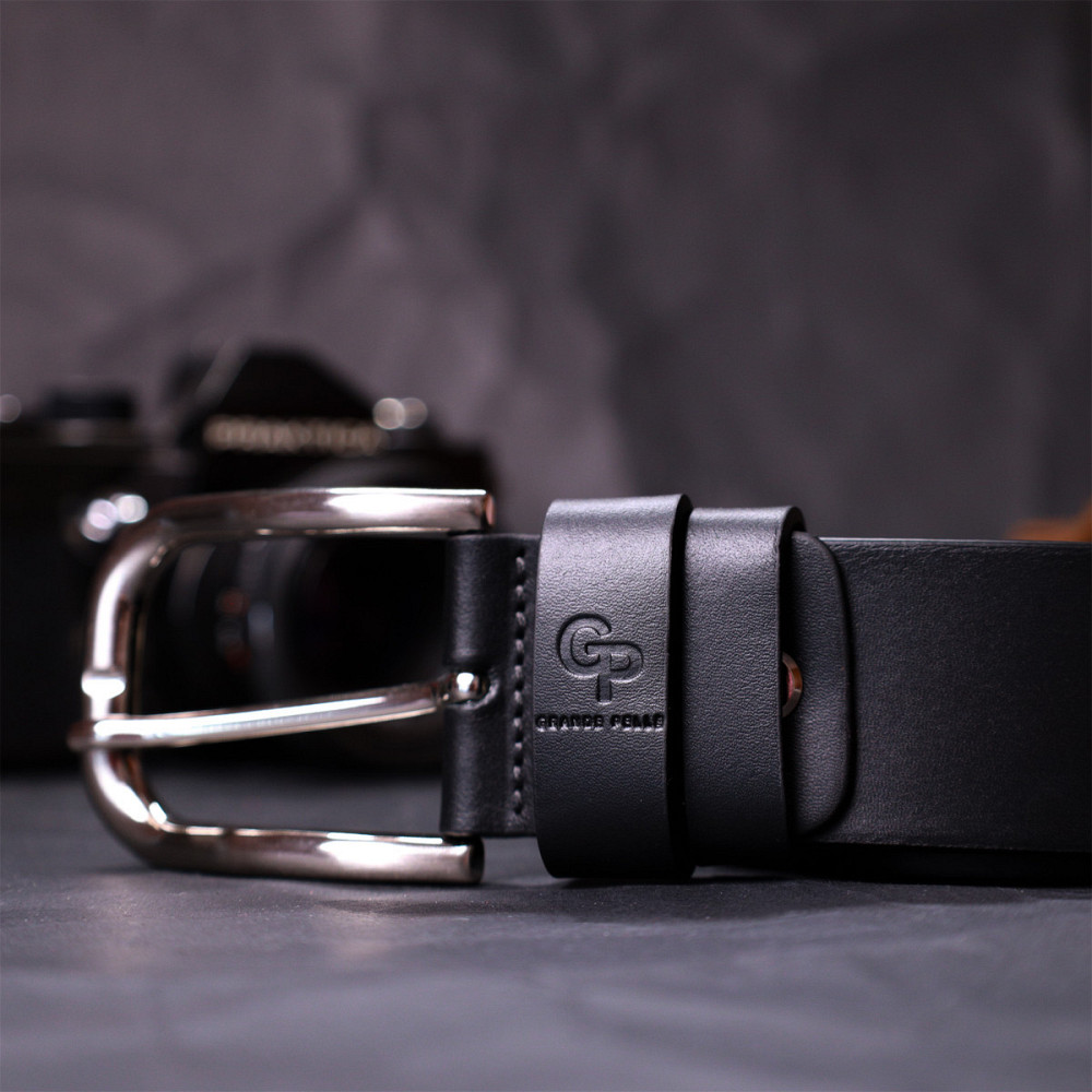 Шкіряний чоловічий ремінь під джинси Чорний (GRANDE PELLE) Київ - фото 3