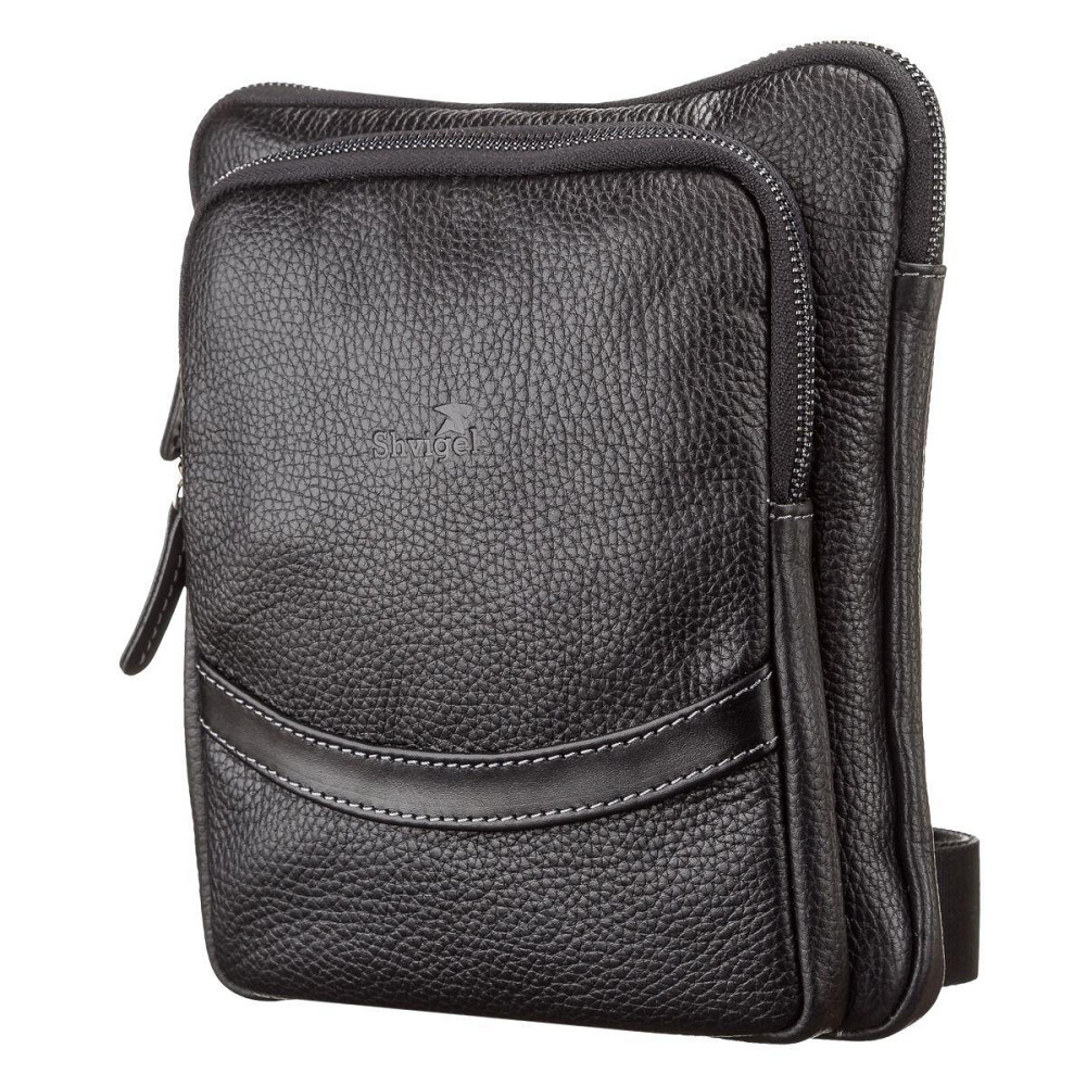 Сумка мужская кожаная Черная (SHVIGEL) Киев - изображение 5