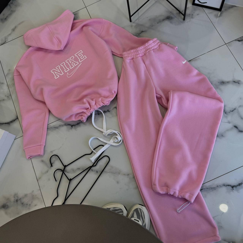 Женский утепленный прогулочный костюм двойка в спортивном стиле трехнить на флисе Барби, 48/50 Одесса - изображение 1