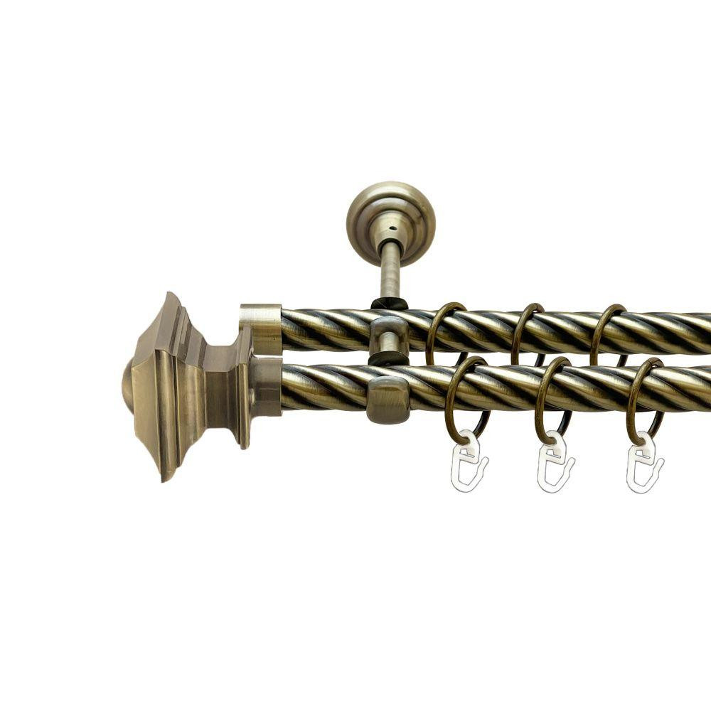 Карниз Orvit Борджеза металевий дворядний відкритий скручена труба кільце металеве Антик 19\19 мм 160 см (00-00022181) Львів - фото 1