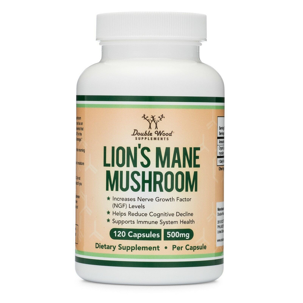 Їжовик гребінчастий Double Wood Lion's Mane Mushroom 500 mg, 120 capsules Луцьк - фото 1