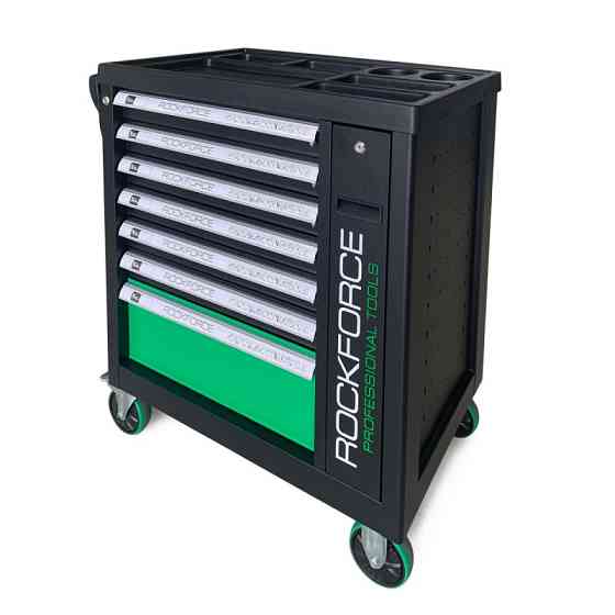 Візок інструментальний 7-ми поличний (зелений), з додатковою бічною секцією, 600х790х970 (полиці: 65х500х395-6шт, Одеса