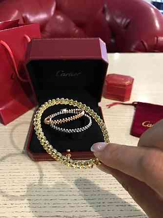 Брендовий браслет "зубчики" Cartier у лимонному золоті / браслет із зубчиками Одеса