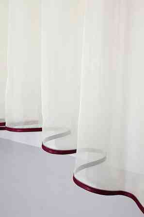 Кухонний комплект VR-Textil № 051к тюль і шторки з підв'язками бордовий з молочним 280х170 см (50-400) Київ