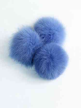 Меховой бубон на шапку из кролика 7-8 см Васильковый Харьков