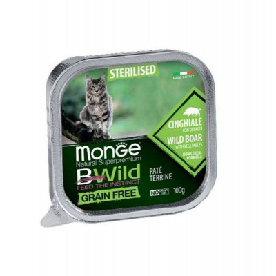 Паштет для котів Monge BWild Grain Free Wet Wild Boar Sterilised Cat 100 г (8009470012904) Вінниця - фото 1