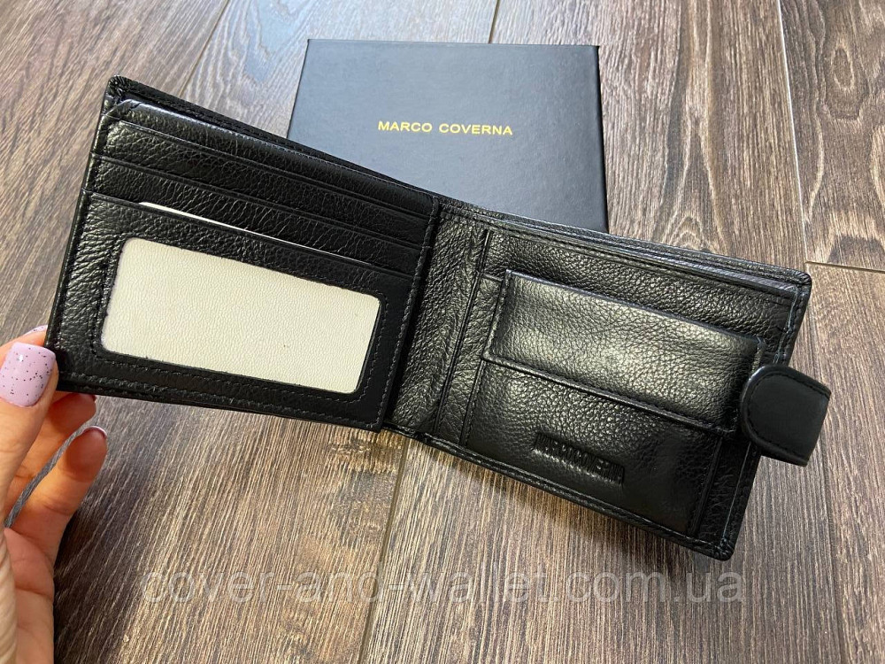 Шкіряний чоловічий гаманець подвійного складання для грошей та карток Marco Coverna M 103 Київ - фото 3